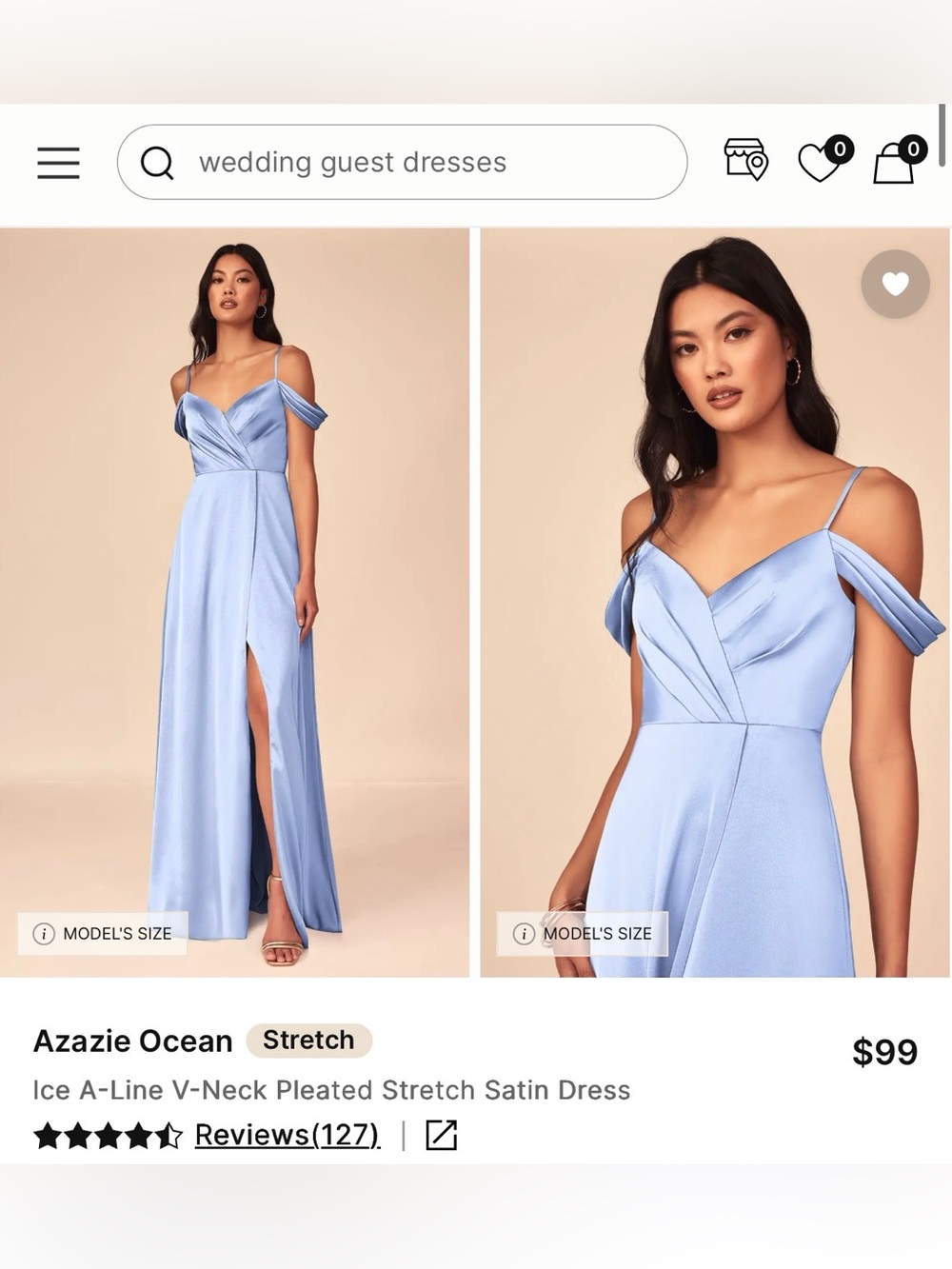 Azazie ice blue ocean stretch Satin Maxi